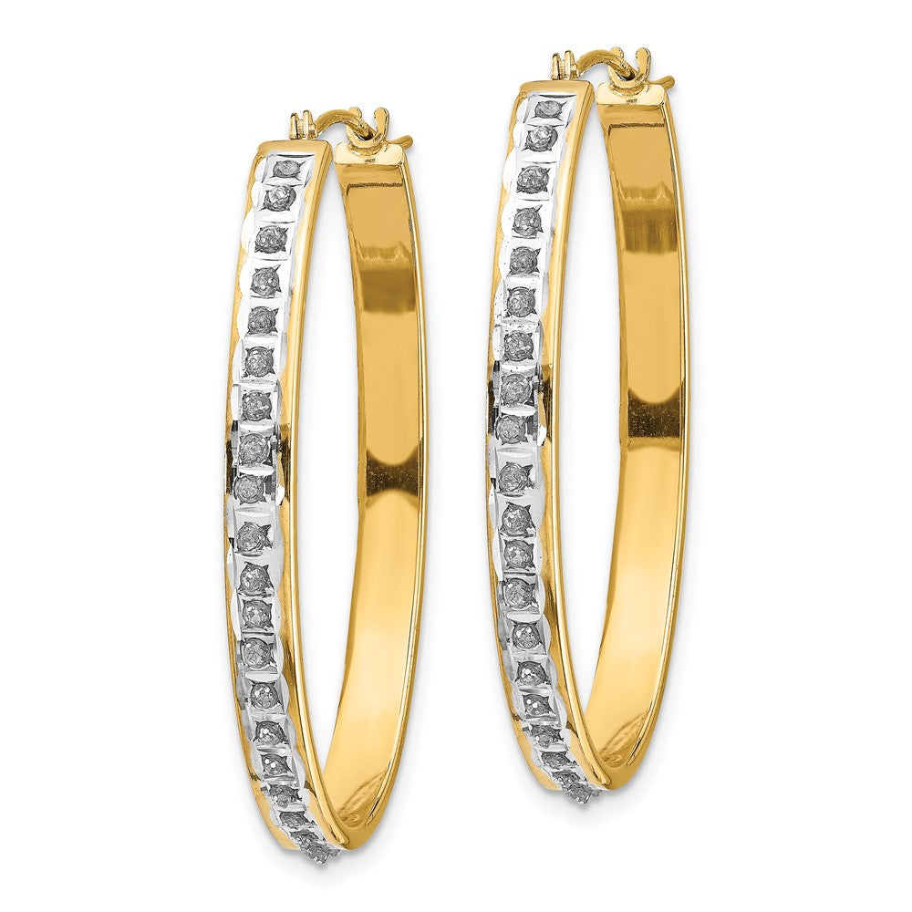 Gold Diamond Fascination Oval Hinged Hoop Earrings - Model DF135 - Charlie & Co. Jewelry