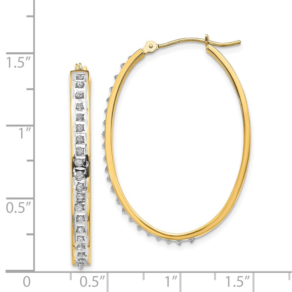 Gold Diamond Fascination Oval Hinged Hoop Earrings - Model DF135 - Charlie & Co. Jewelry