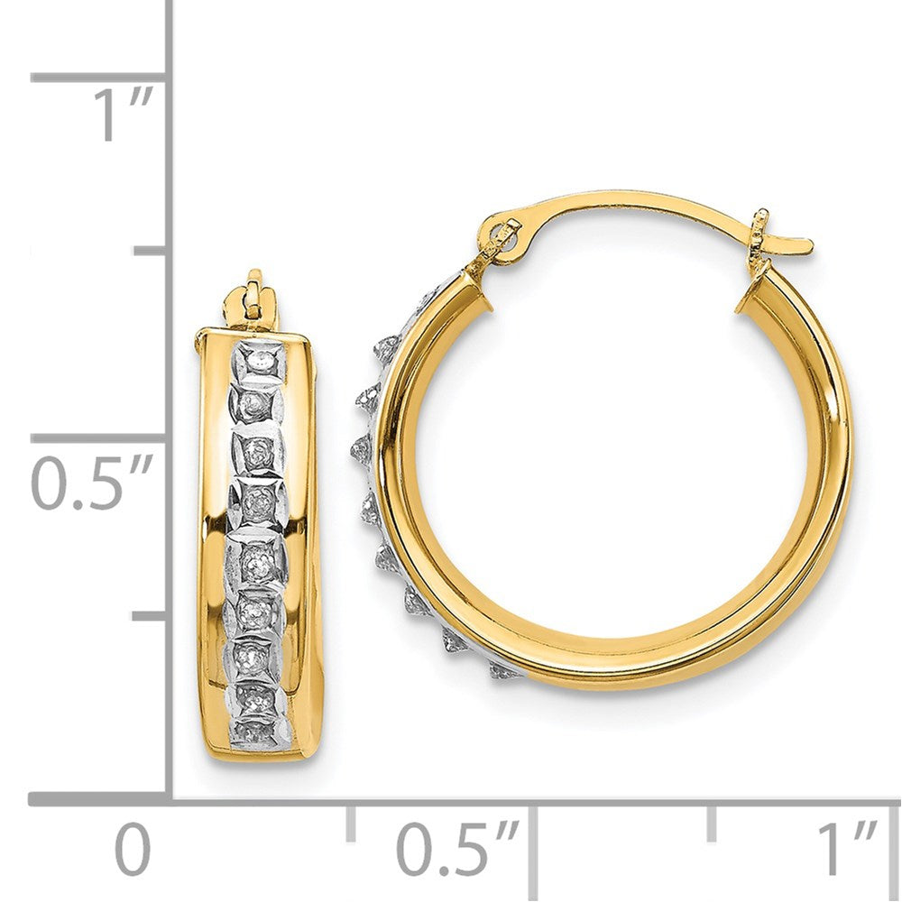 Gold Diamond Fascination Round Hoop Earrings - Model DF143 - Charlie & Co. Jewelry