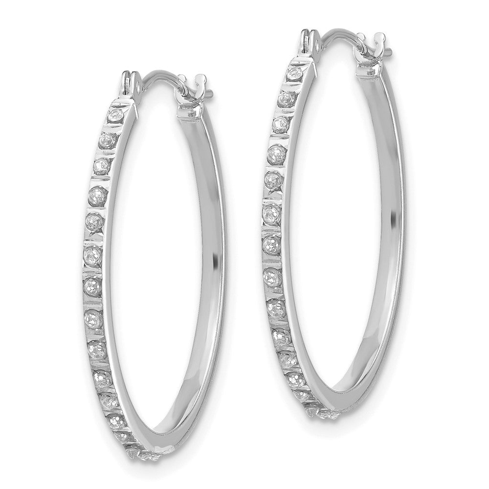 White Gold Diamond Fascination Round Hinged Hoop Earrings - Model DF145 - Charlie & Co. Jewelry