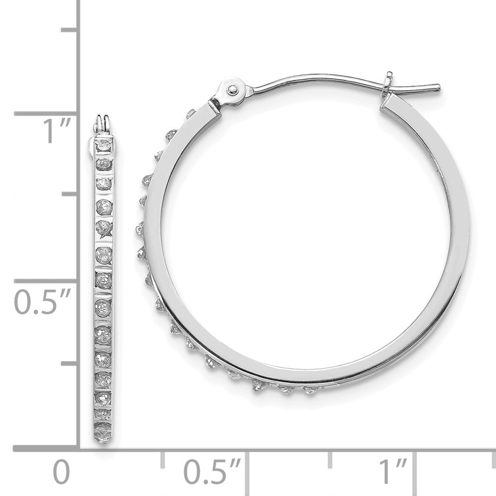 White Gold Diamond Fascination Round Hinged Hoop Earrings - Model DF145 - Charlie & Co. Jewelry