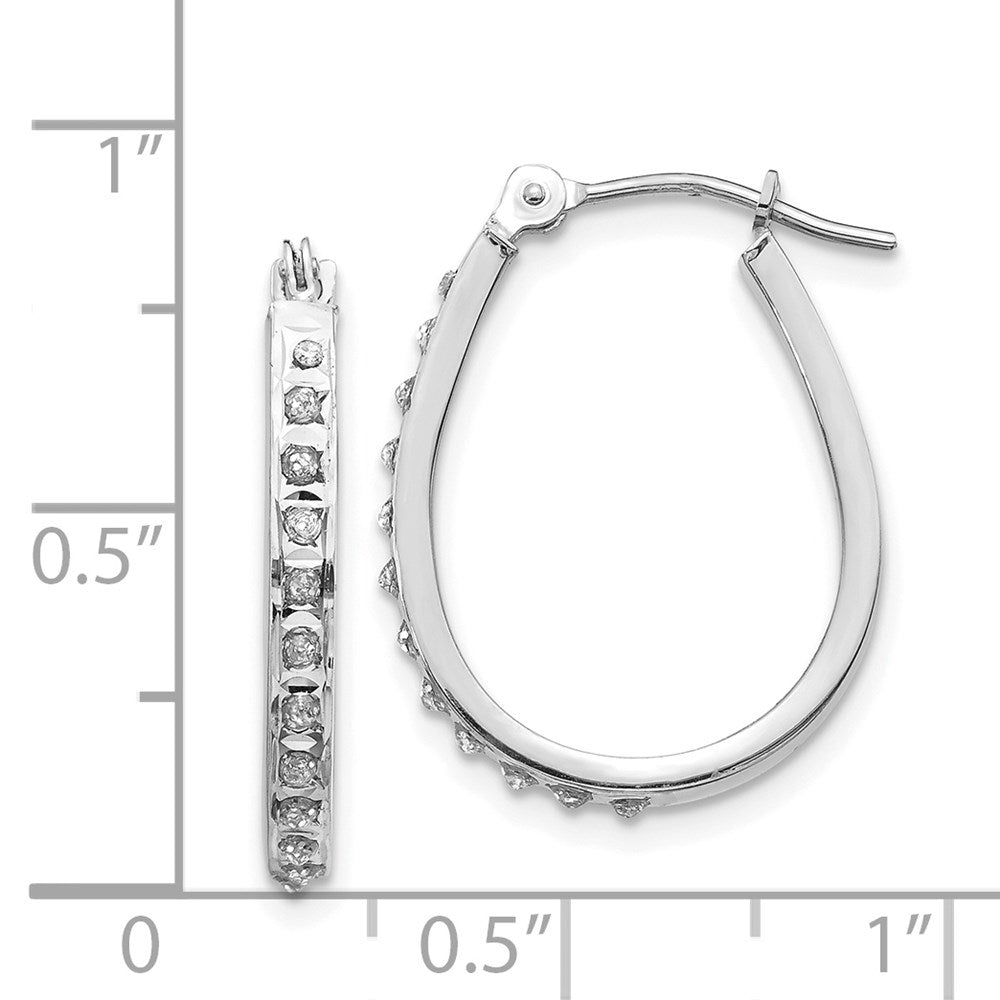 Gold White Diamond Fascination Oval Hinged Hoop Earrings - Model DF148 - Charlie & Co. Jewelry