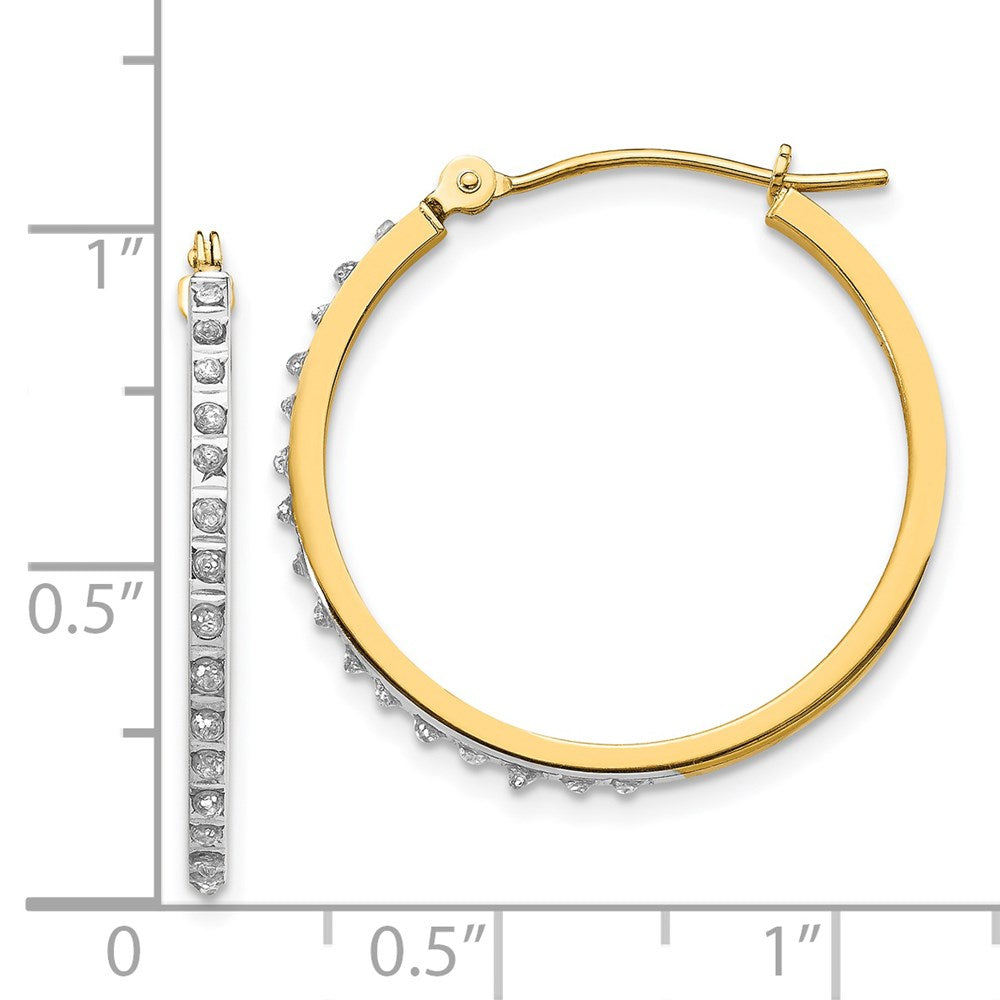 Gold Diamond Fascination Round Hinged Hoop Earrings - Model DF149 - Charlie & Co. Jewelry