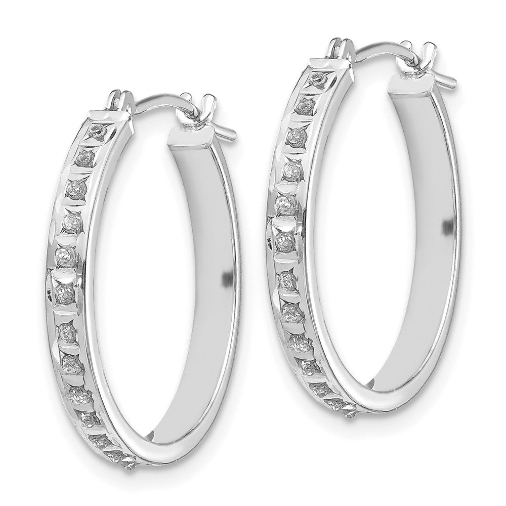 White Gold Diamond Fascination Round Hinged Hoop Earrings - Model DF158 - Charlie & Co. Jewelry