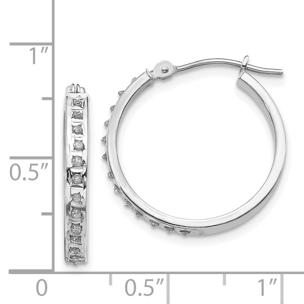 White Gold Diamond Fascination Round Hinged Hoop Earrings - Model DF158 - Charlie & Co. Jewelry