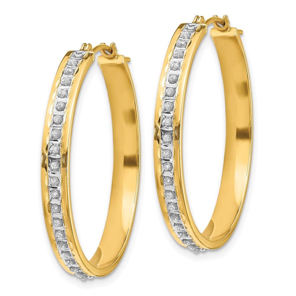 Gold Diamond Fascination Round Hinged Hoop Earrings - Model DF161 - Charlie & Co. Jewelry