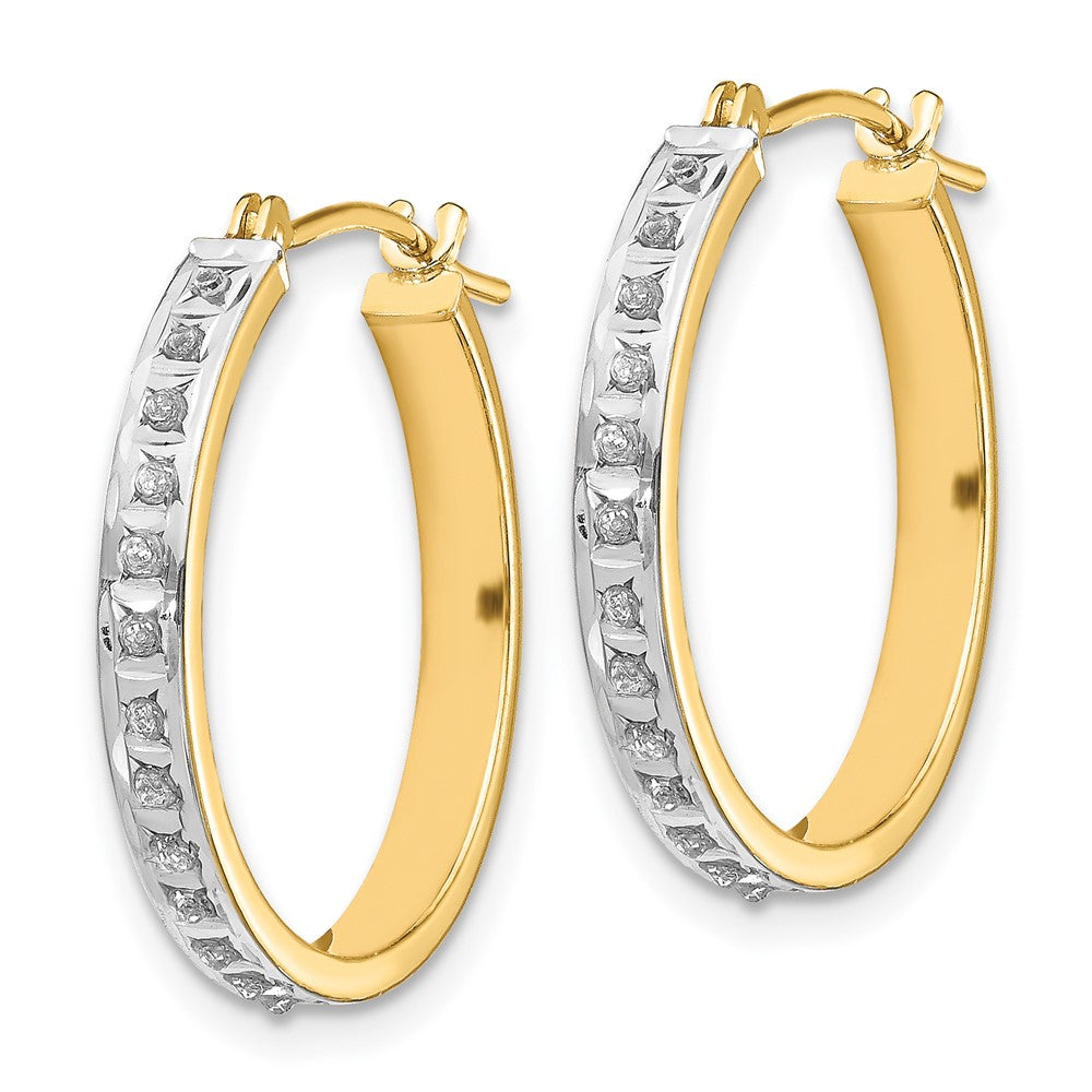 Gold Diamond Fascination Round Hinged Hoop Earrings - Model DF162 - Charlie & Co. Jewelry