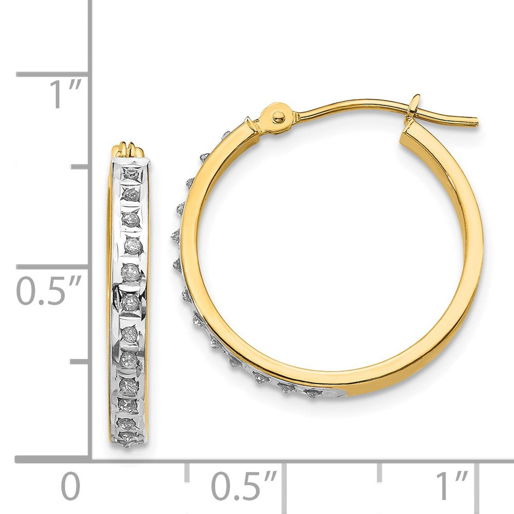 Gold Diamond Fascination Round Hinged Hoop Earrings - Model DF162 - Charlie & Co. Jewelry