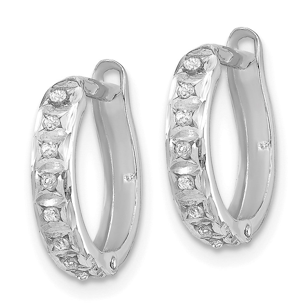 White Gold Diamond Fascination Round Hinged Hoop Earrings - Model DF169 - Charlie & Co. Jewelry