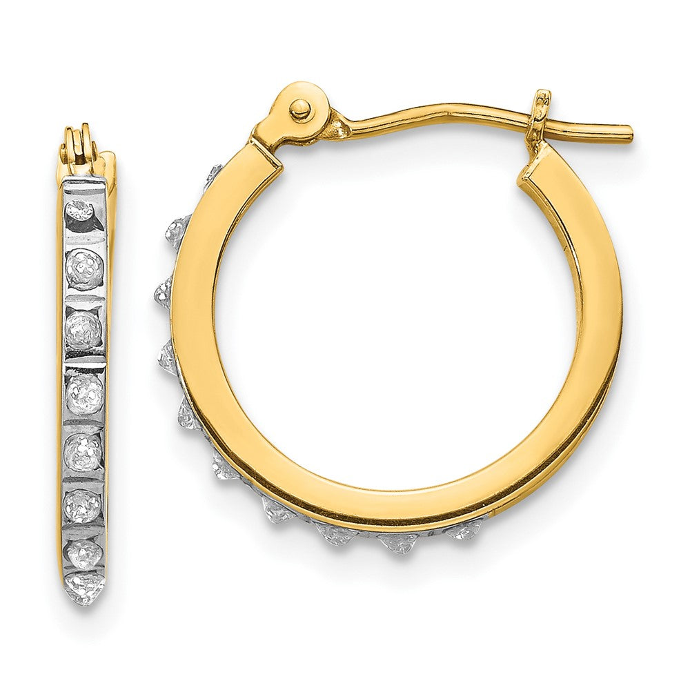 Gold Diamond Fascination Small Hinged Hoop Earrings - Model DF172 - Charlie & Co. Jewelry