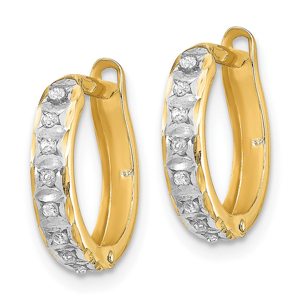 Gold Diamond Fascination Round Hinged Hoop Earrings - Model DF177 - Charlie & Co. Jewelry