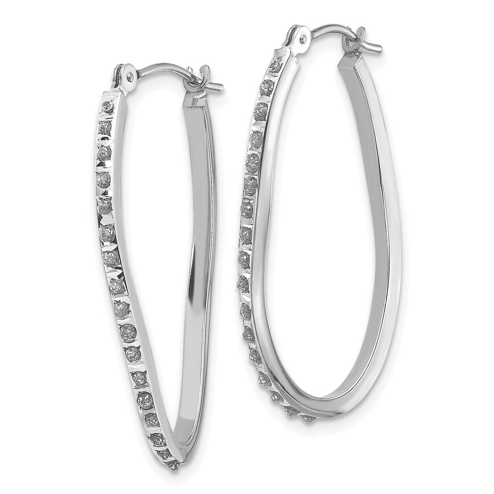 White Gold Diamond Fascination Twist Hinged Hoop Earrings - Model DF224 - Charlie & Co. Jewelry