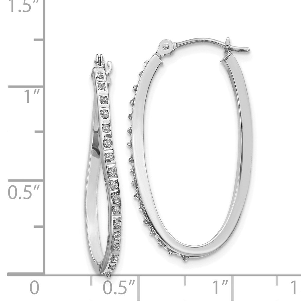 White Gold Diamond Fascination Twist Hinged Hoop Earrings - Model DF224 - Charlie & Co. Jewelry