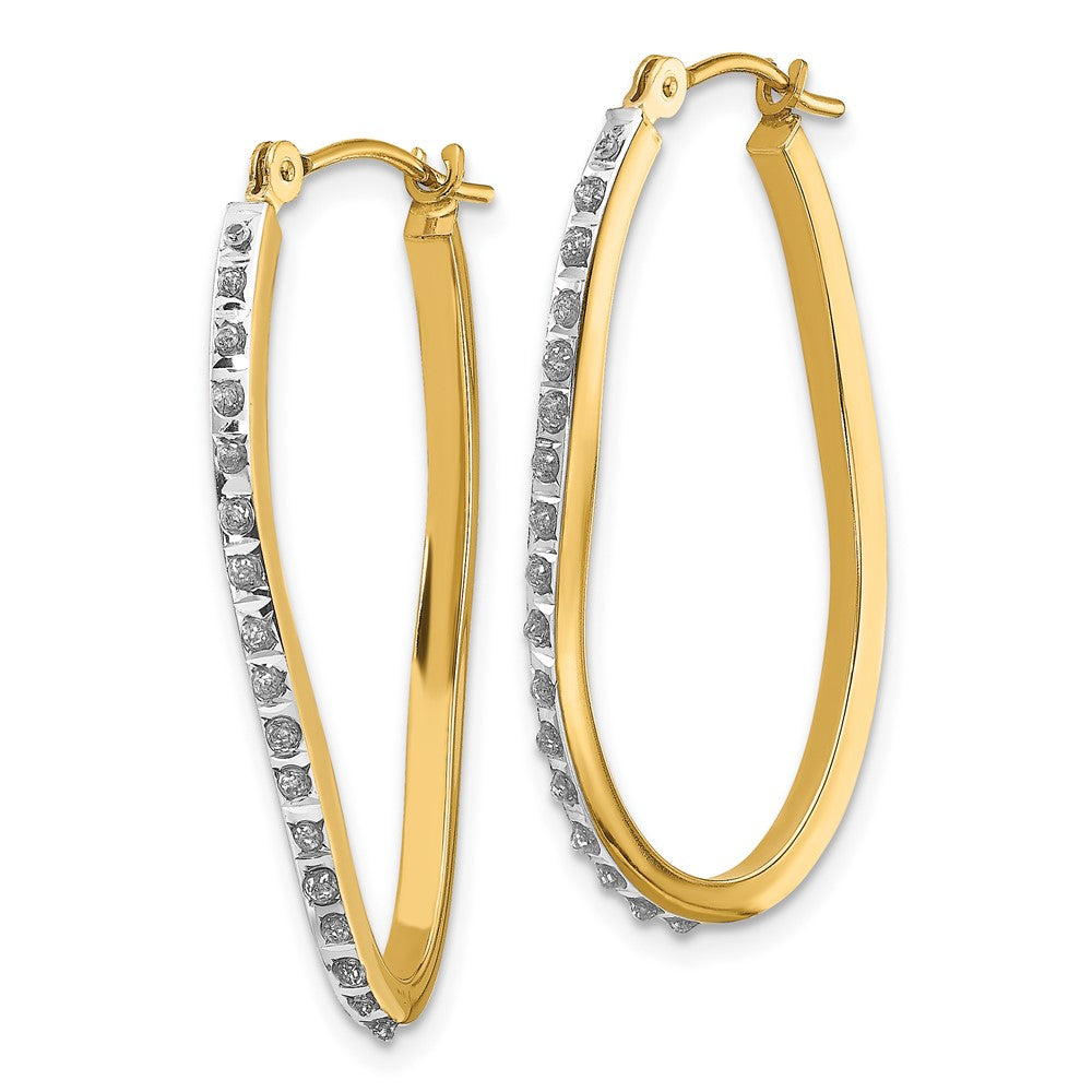 Gold Diamond Fascination Twist Hinged Hoop Earrings - Model DF225 - Charlie & Co. Jewelry