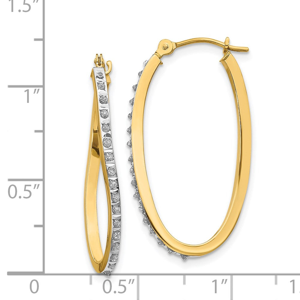 Gold Diamond Fascination Twist Hinged Hoop Earrings - Model DF225 - Charlie & Co. Jewelry