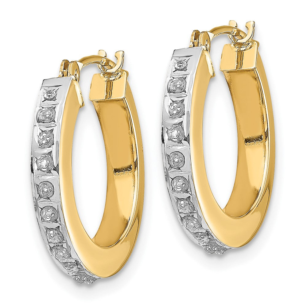 Gold Diamond Fascination Round Hinged Hoop Earrings - Model DF228 - Charlie & Co. Jewelry