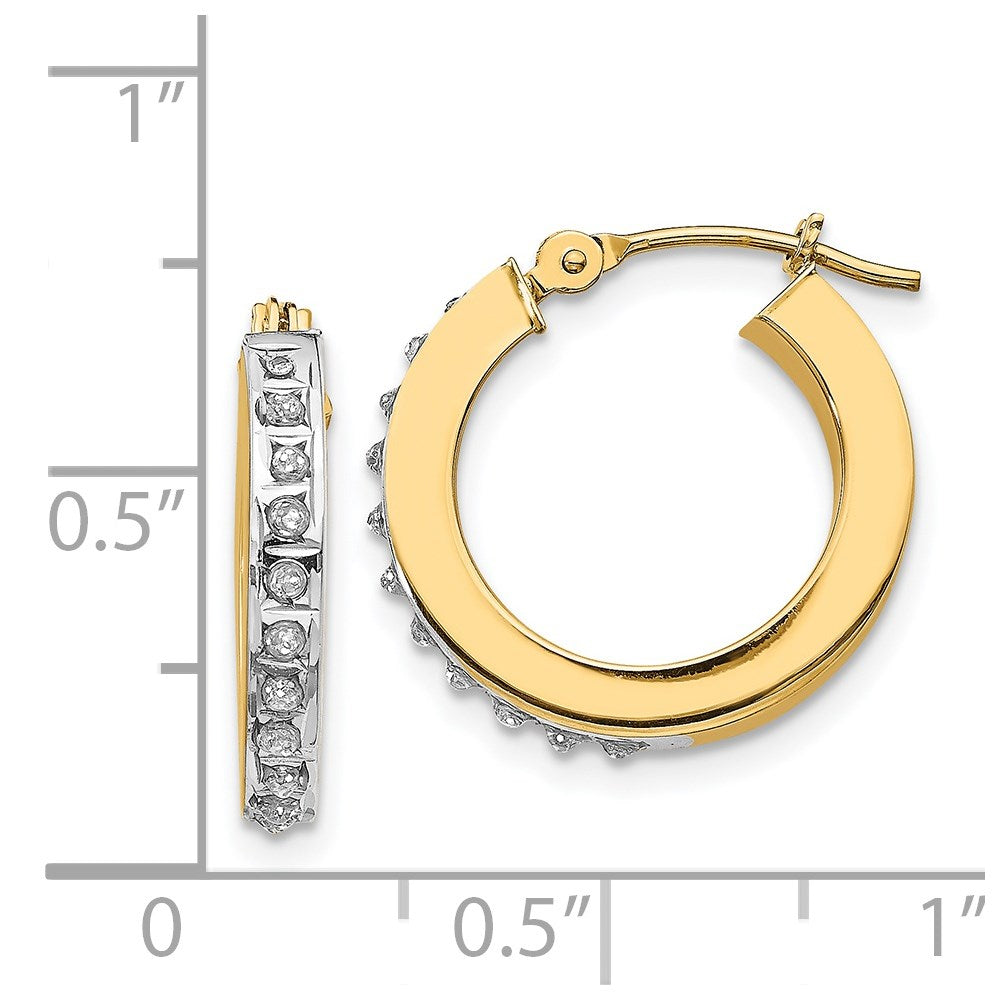 Gold Diamond Fascination Round Hinged Hoop Earrings - Model DF228 - Charlie & Co. Jewelry