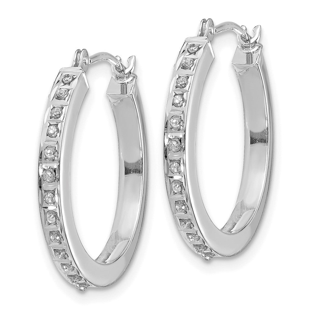 White Gold Diamond Fascination Round Hinged Hoop Earrings - Model DF229 - Charlie & Co. Jewelry