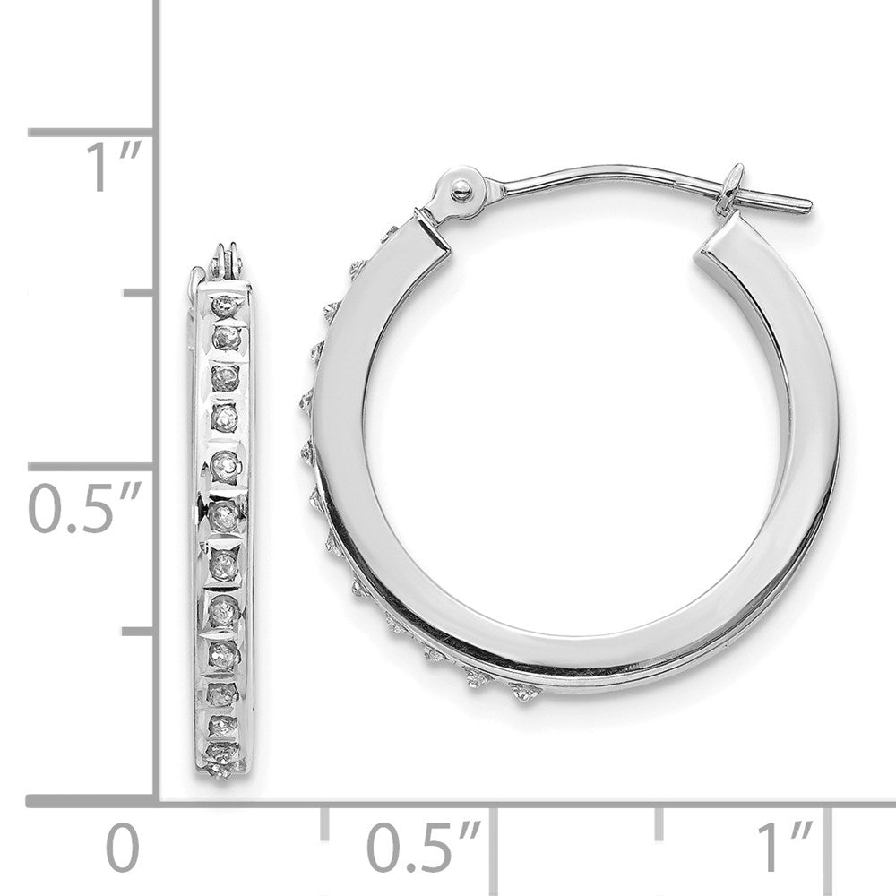 White Gold Diamond Fascination Round Hinged Hoop Earrings - Model DF229 - Charlie & Co. Jewelry