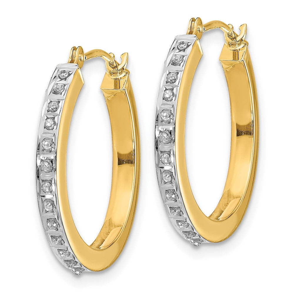 Gold Diamond Fascination Round Hinged Hoop Earrings - Model DF230 - Charlie & Co. Jewelry