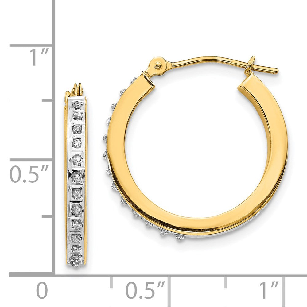 Gold Diamond Fascination Round Hinged Hoop Earrings - Model DF230 - Charlie & Co. Jewelry