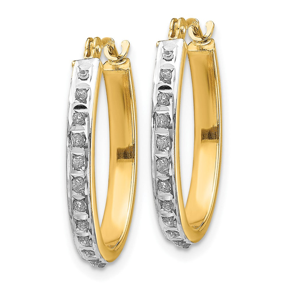 Gold Diamond Fascination Oval Hinged Hoop Earrings - Model DF234 - Charlie & Co. Jewelry