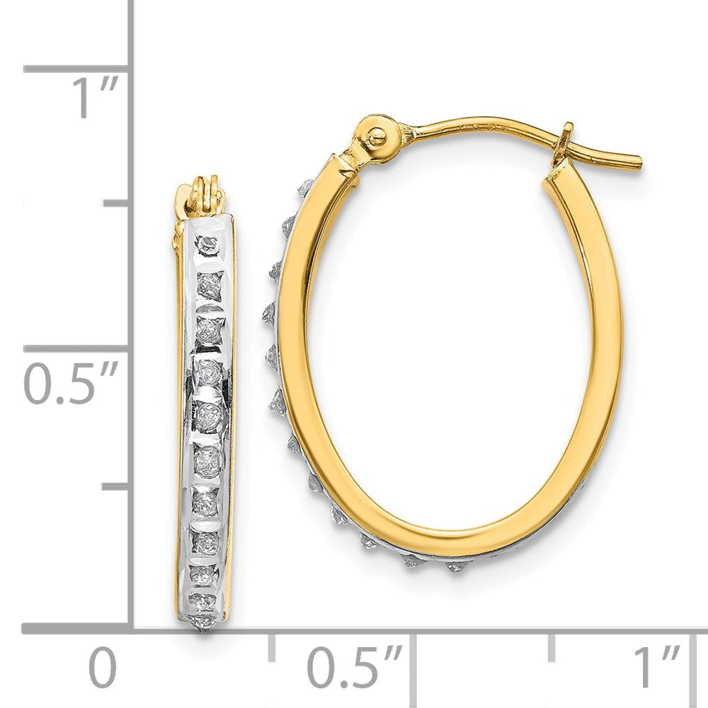 Gold Diamond Fascination Oval Hinged Hoop Earrings - Model DF234 - Charlie & Co. Jewelry