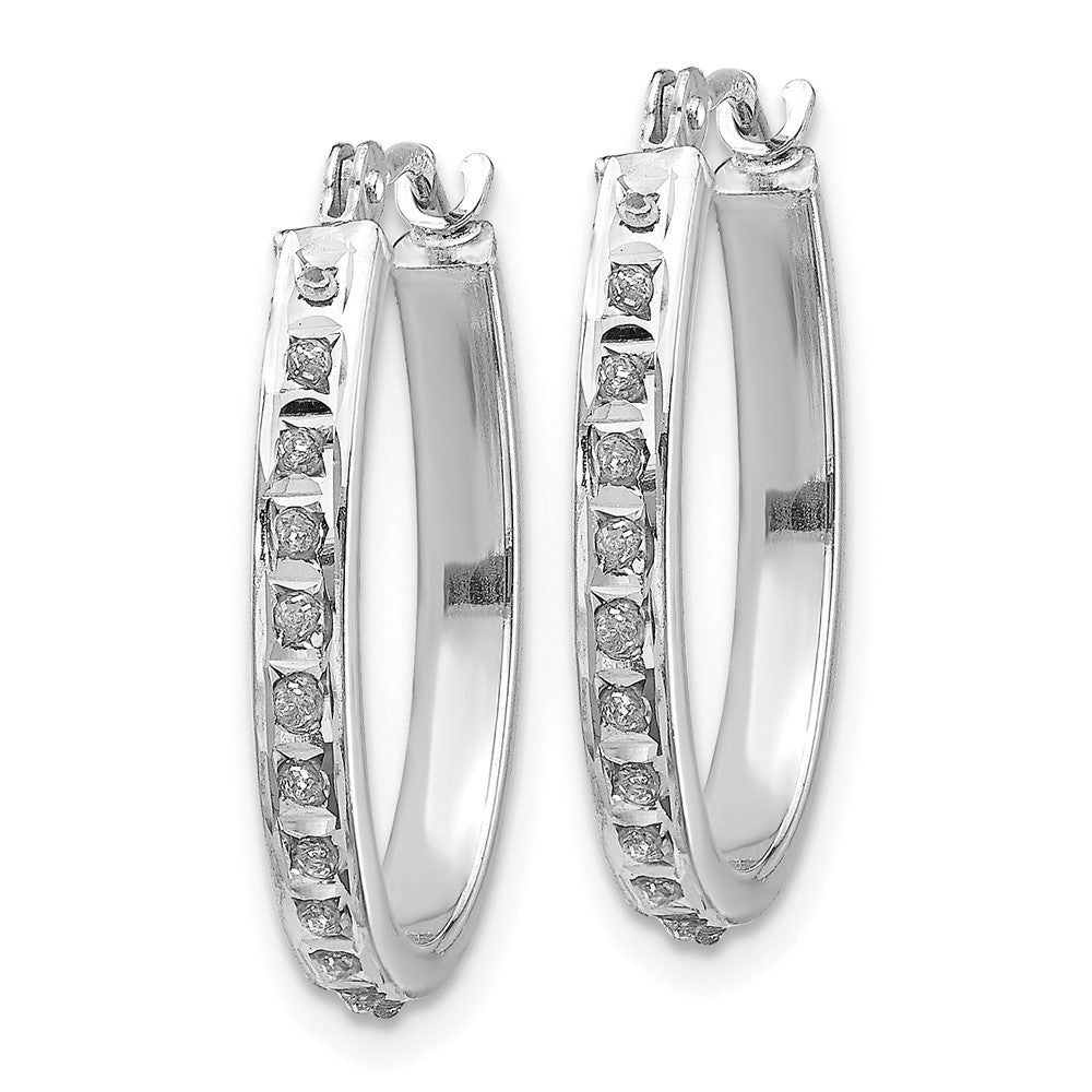 White Gold Diamond Fascination Oval Hinged Hoop Earrings - Model DF235 - Charlie & Co. Jewelry