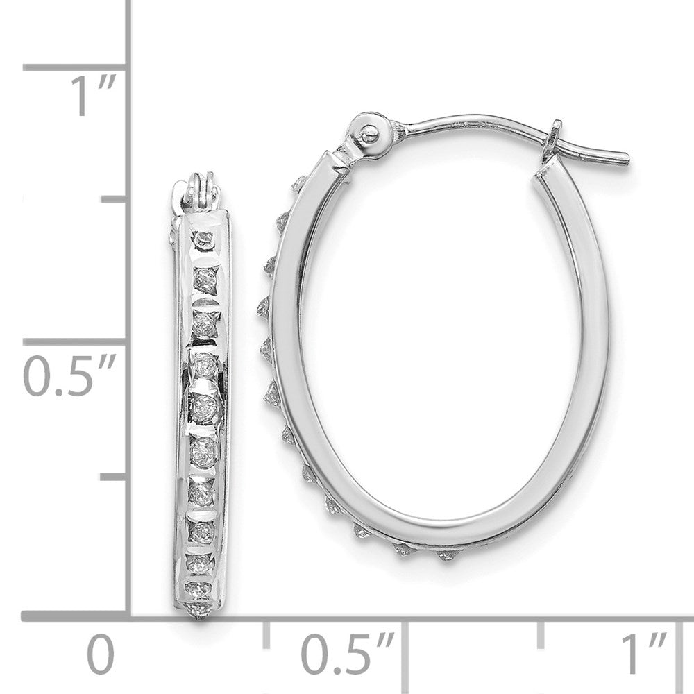 White Gold Diamond Fascination Oval Hinged Hoop Earrings - Model DF235 - Charlie & Co. Jewelry