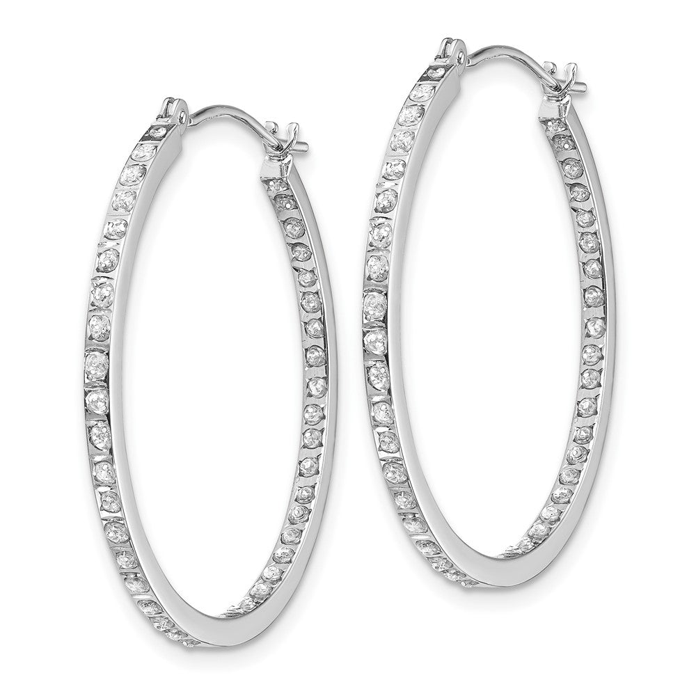 White Gold Diamond Fascination Round Hinged Hoop Earrings - Model DF249 - Charlie & Co. Jewelry