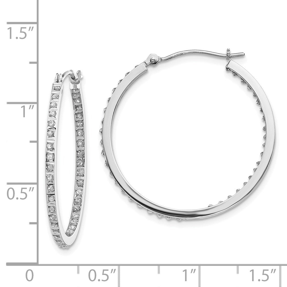 White Gold Diamond Fascination Round Hinged Hoop Earrings - Model DF249 - Charlie & Co. Jewelry