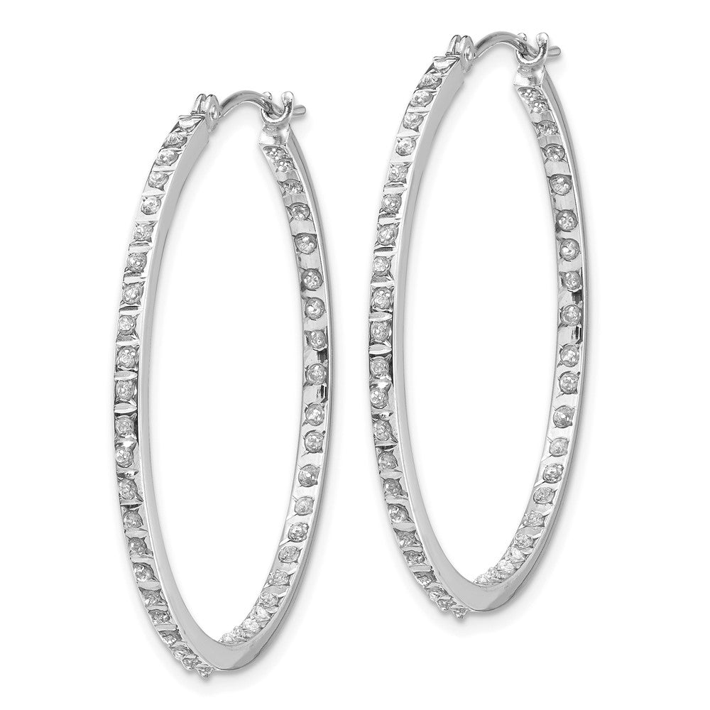 White Gold Diamond Fascination Round Hinged Hoop Earrings - Model DF255 - Charlie & Co. Jewelry