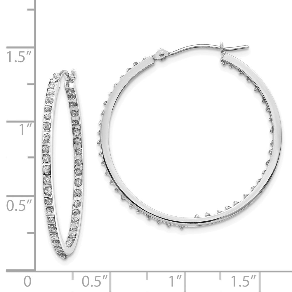 White Gold Diamond Fascination Round Hinged Hoop Earrings - Model DF255 - Charlie & Co. Jewelry