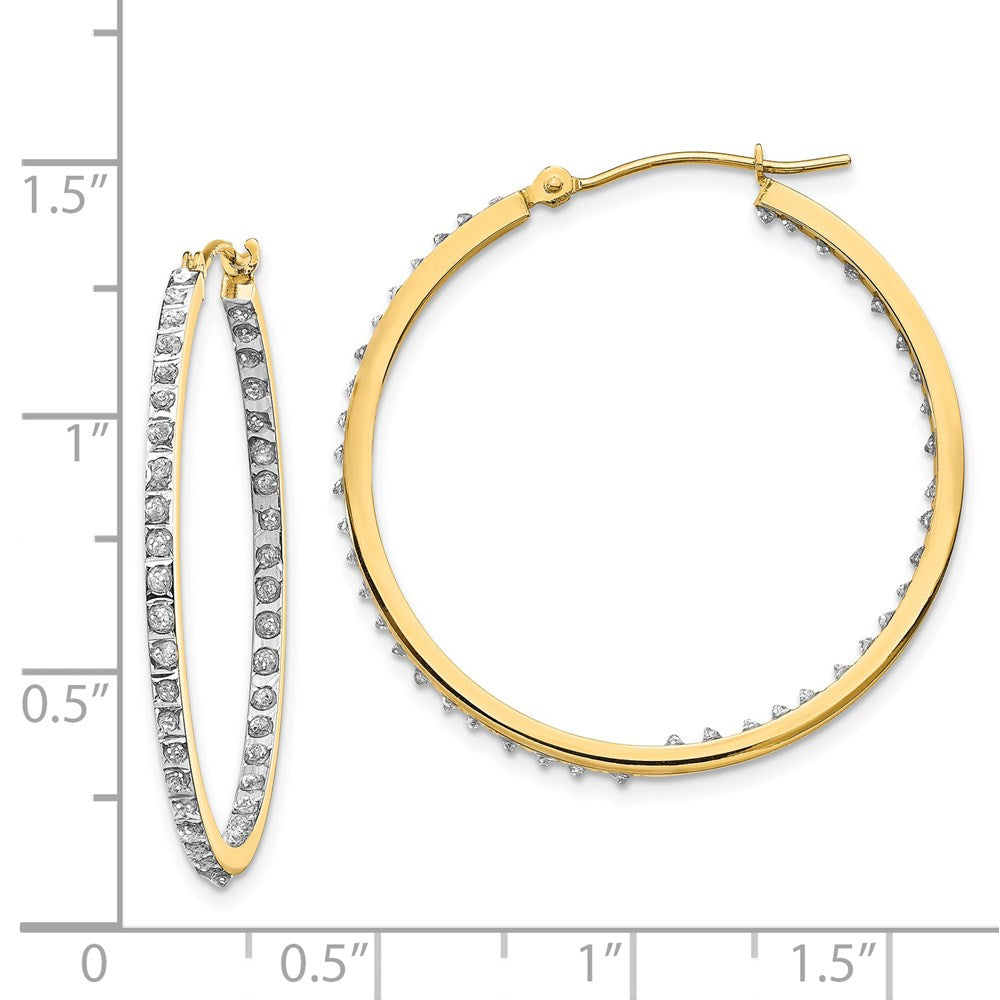 Gold Diamond Fascination Round Hinged Hoop Earrings - Model DF256 - Charlie & Co. Jewelry