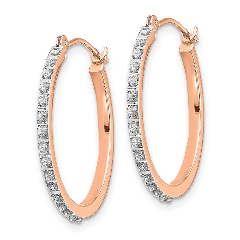 Rose Gold Diamond Fascination Round Hinged Hoop Earrings - Model DF268 - Charlie & Co. Jewelry