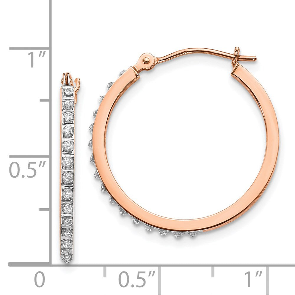 Rose Gold Diamond Fascination Round Hinged Hoop Earrings - Model DF268 - Charlie & Co. Jewelry