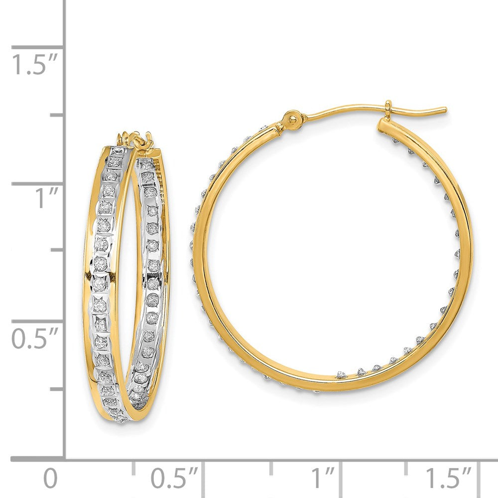 Gold Diamond Fascination In/Out Hoop Earrings - Model DF334 - Charlie & Co. Jewelry