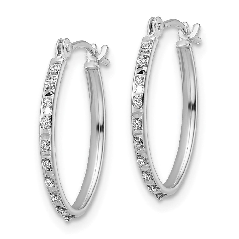 White Gold Diamond Fascination Oval Hoop Earrings - Model DF341 - Charlie & Co. Jewelry