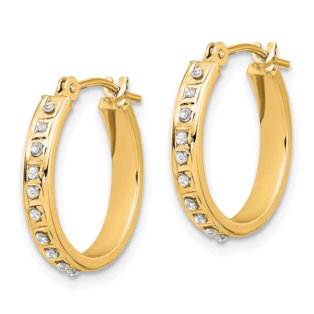 Gold Diamond Fascination Polished Hoop Earrings - Model DF345 - Charlie & Co. Jewelry