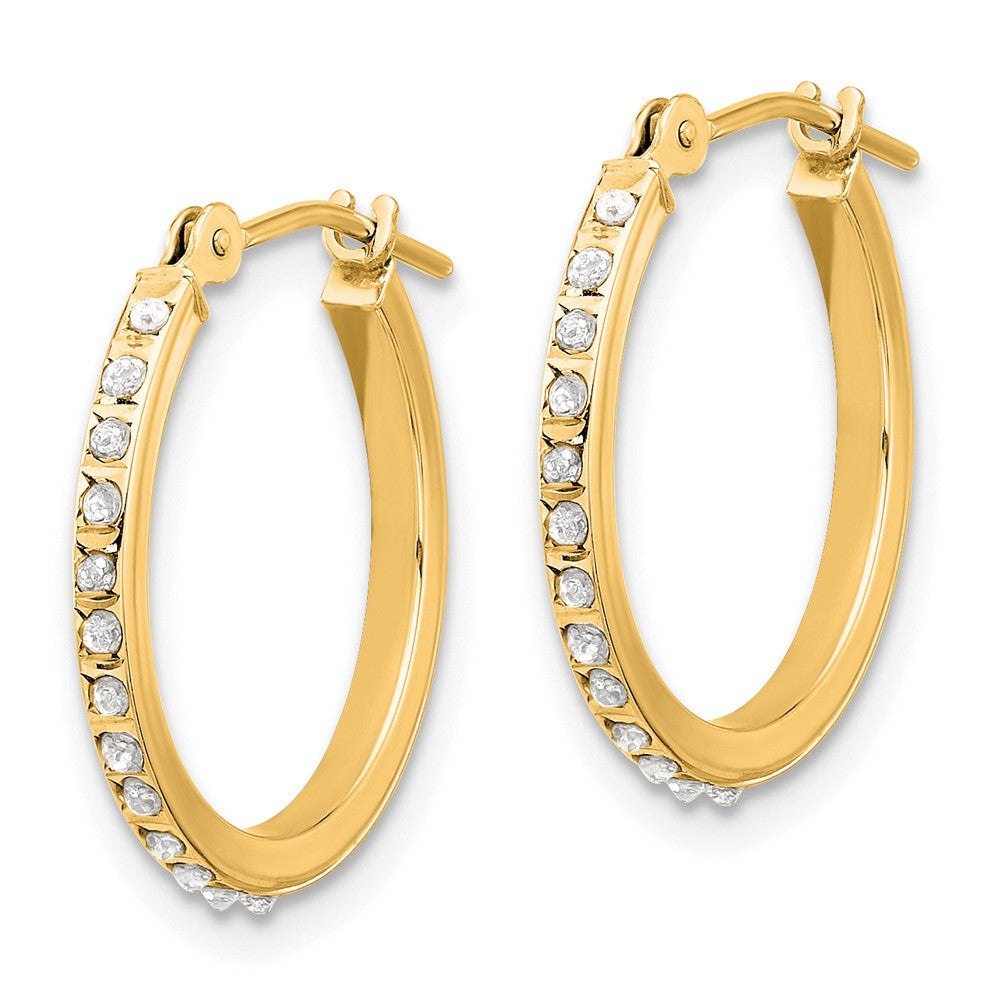 Gold Diamond Fascination Polished Hoop Earrings - Model DF347 - Charlie & Co. Jewelry