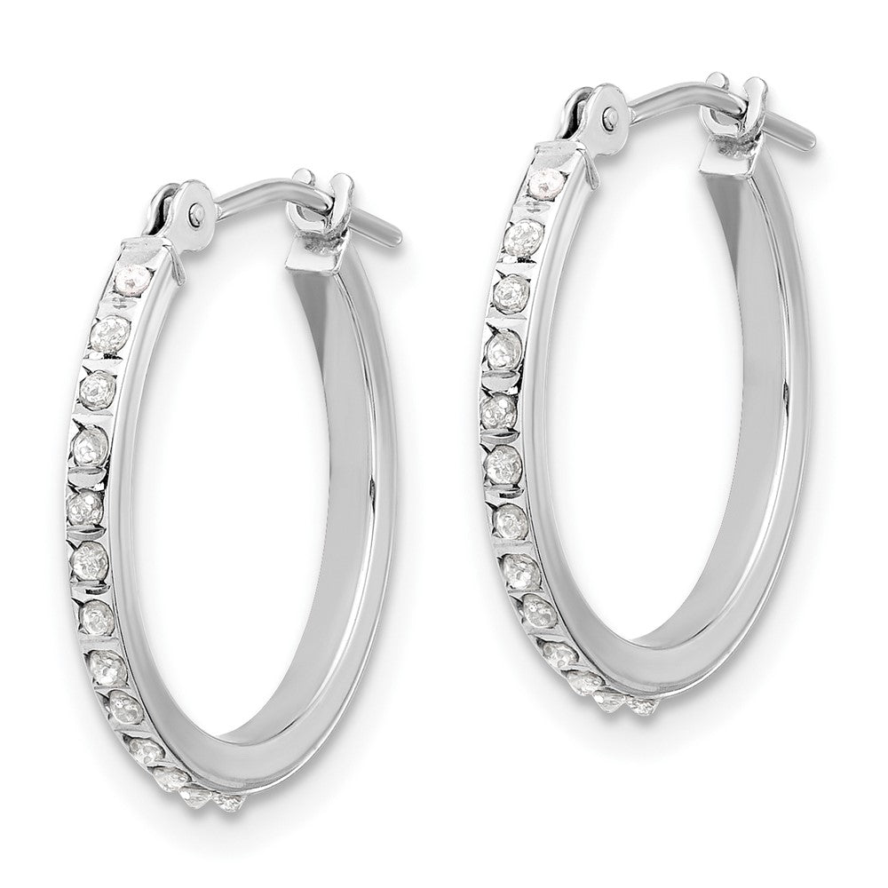 White Gold Diamond Fascination Polished Hoop Earrings - Model DF348 - Charlie & Co. Jewelry