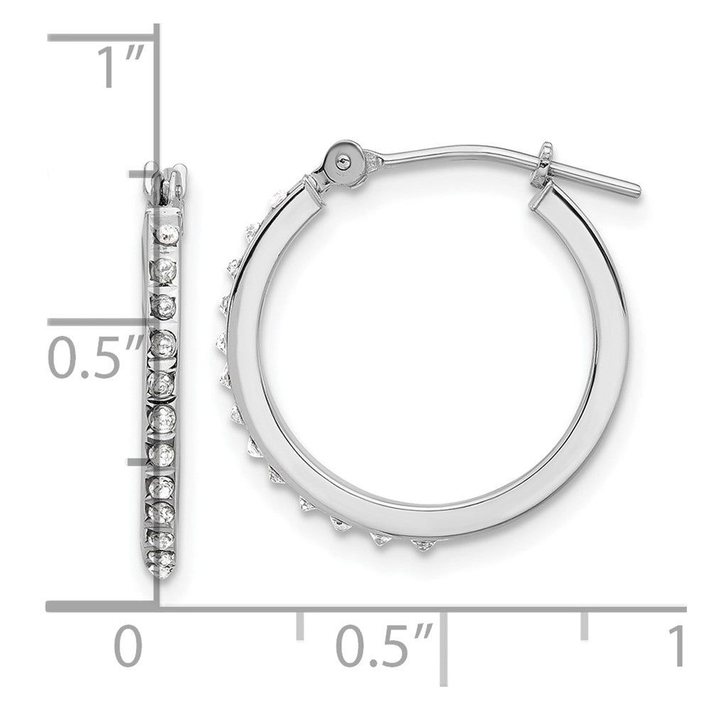 White Gold Diamond Fascination Polished Hoop Earrings - Model DF348 - Charlie & Co. Jewelry