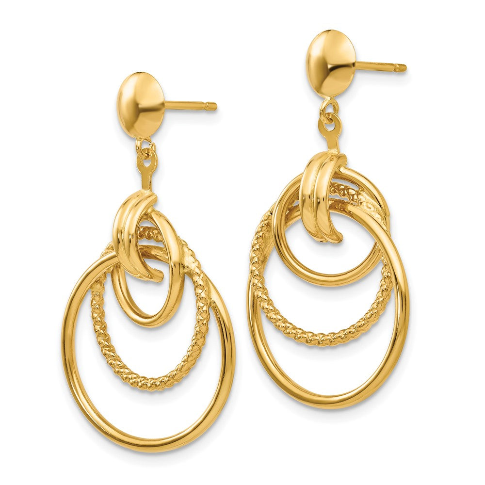 Gold Polished and Textured Intertwined Circle Post Earrings - Model E776 - Charlie & Co. Jewelry