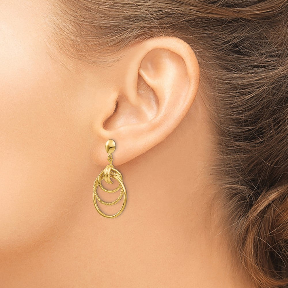 Gold Polished and Textured Intertwined Circle Post Earrings - Model E776 - Charlie & Co. Jewelry