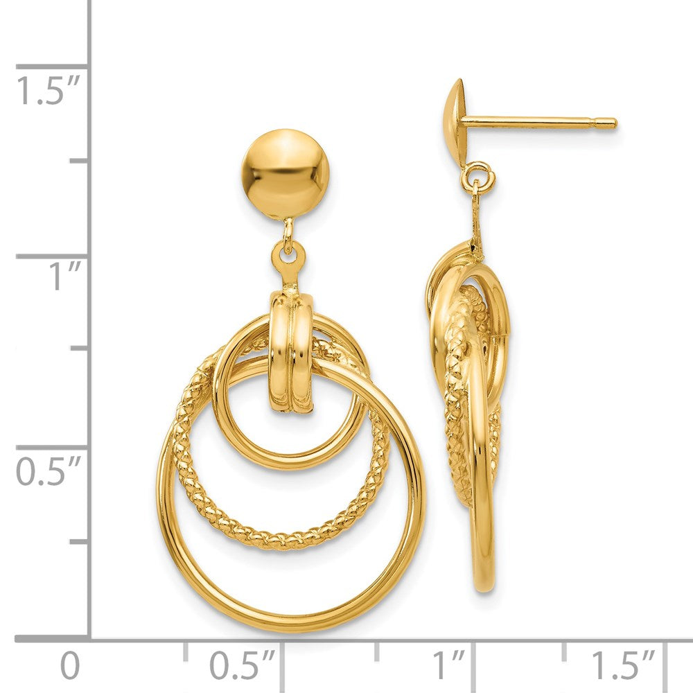 Gold Polished and Textured Intertwined Circle Post Earrings - Model E776 - Charlie & Co. Jewelry