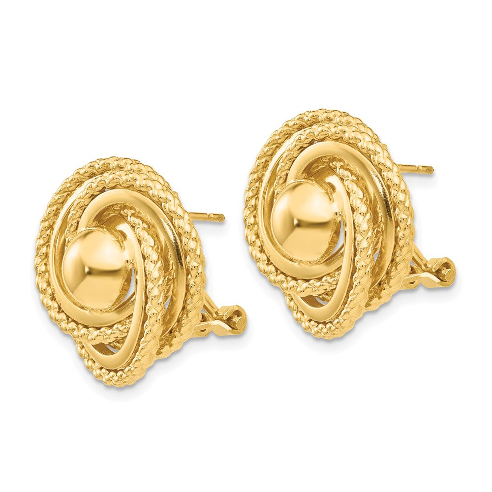 Gold Polished and Twisted Fancy Omega Back Post Earrings - Model E824 - Charlie & Co. Jewelry