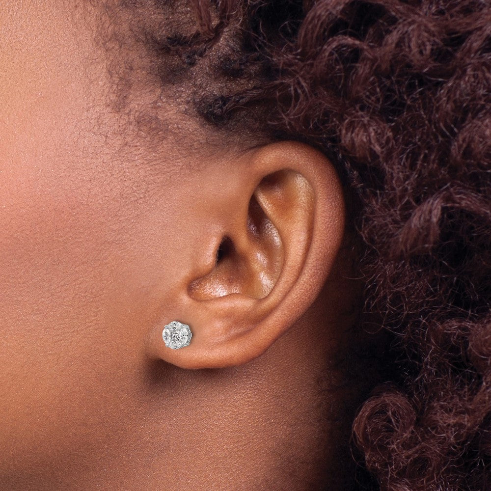 White Gold Lab Grown VS/SI FGH Dia Round and Marquise Post Earrings - Model EM10163-051-WLG - Charlie & Co. Jewelry