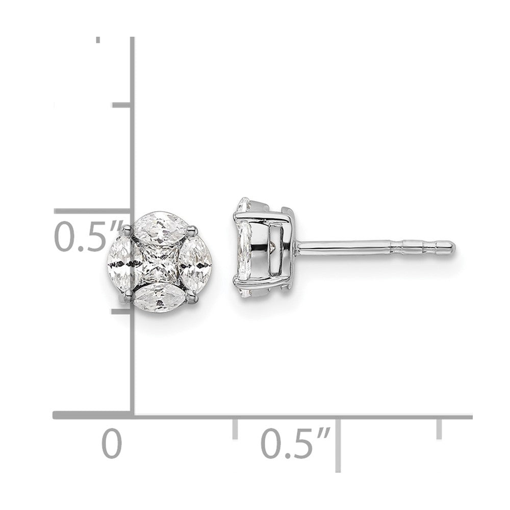 White Gold Lab Grown VS/SI FGH Dia Round and Marquise Post Earrings - Model EM10163-051-WLG - Charlie & Co. Jewelry