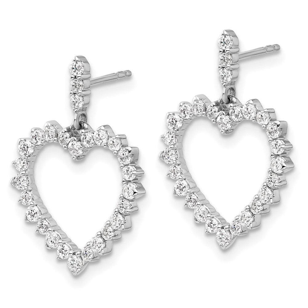 White Gold Lab Grown VS/SI FGH Dia Open Heart Post Dangle Earrings - Model EM10207-099-WLG - Charlie & Co. Jewelry