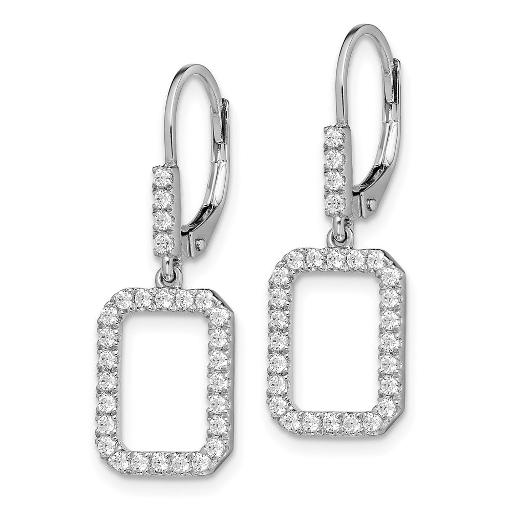 White Gold Lab Grown Diamond VS/SI FGH Rectangle Leverback Earrings - Model EM10209-056-WLG - Charlie & Co. Jewelry